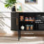 Buffet 55 "avec portes coulissantes cannelées, armoire de rangement Tambour avec tablettes-97261550