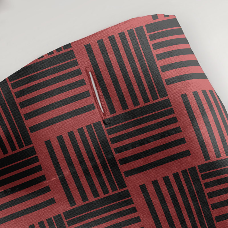 Rideau de douche simple basketweave rayures classic, Rouge / Noir