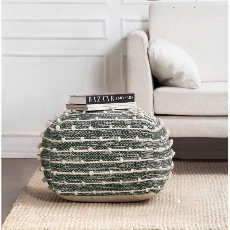 Basilio Upholstered Pouf, Dark Green