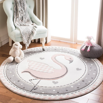 Burgan Polka Dots Gray Area Rug
