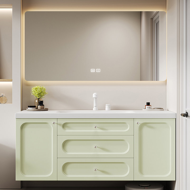 Nordic style simple bathroom cabinet, Light Green, 19.7" H x 63" W x 21.7" D