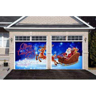 The Holiday Aisle® 2 Piece Santa Sleigh Reindeer Car Garage Door Mural ...