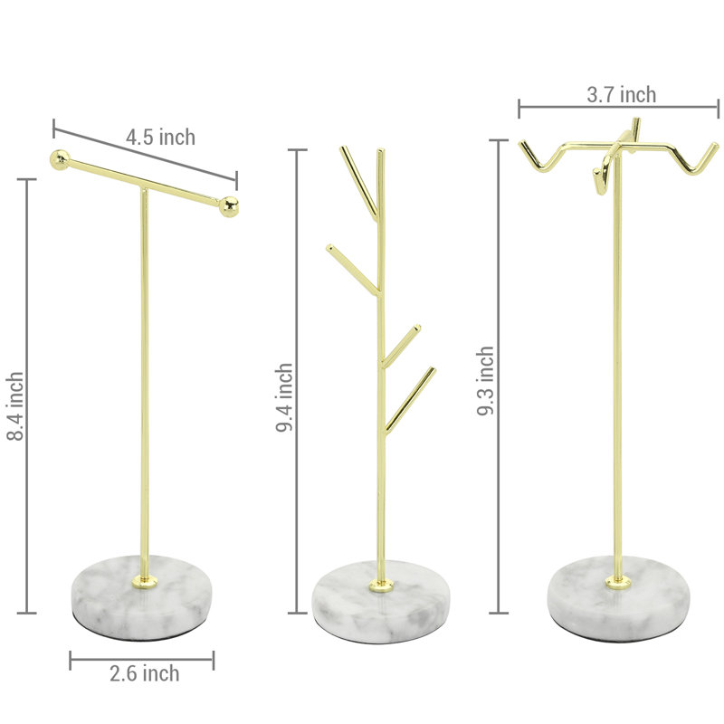 3 Pcs Tabletop Metal Wire Jewelry Stand