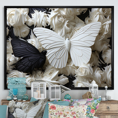 «Black and White Classic Butterflies 1 - Butterflies Wall Art For Living Room Butterfly», reproduction sur toile
