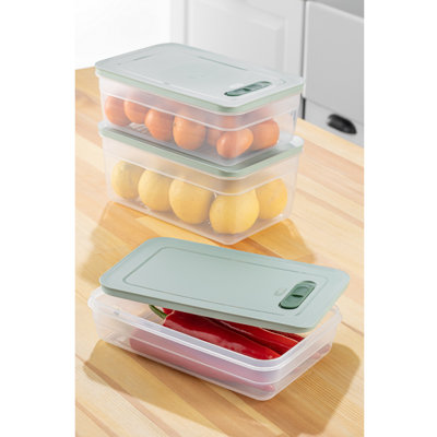 Ensemble de boîtes de rangement en plastique durable (3 pièces), bleu, 7,1 x 11,2 x 2,8 po, 7,1 x 11,2 x 3,9 po, 7,1 x 11,2 x 5,1 po | 100% sans BPA, va au lave-vaisselle | Idéal pour organiser les jouets pour la maison, le bureau et les enfants