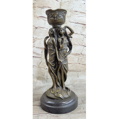 Don Gorgeous Art Deco Style Twin Sister Candle Holder Bronze Sculpture by Kassin