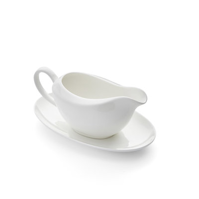 Serendipity White - Gravy Boat & Stand