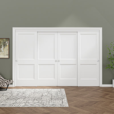 120" x 80" Height 2 Panel Classic Style Interior Sliding Closet Door Solid Core Hardware kit Handles Including