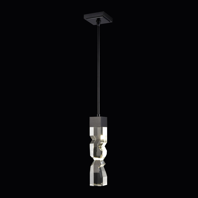 Luminaire suspendu simple à 1 lumière Mamadim, Noir brossé satiné, H 63,88 po x l 3 po x P 3 po