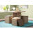 Badillo 4-Person Trestle Dining Set with Storage Stools-629457705