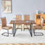 Ensemble de salle à manger moderne 5 pièces Ehlana avec table rectangulaire en grain de bois 55 po et 4 chaises rembourrées-667160471