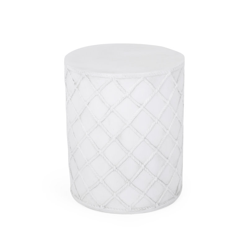 Modern Lightweight Concrete Accent Table With Nautical Pattern - 15.11" Square Instant Setup Stylish Side No Assembly Needed