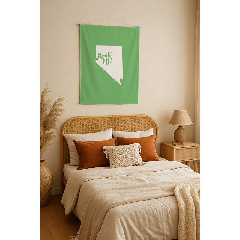 Home Sweet Reno — Silhouette de l'État du Nevada — Tapisserie murale tissée portrait, H 36 po x l 26 po