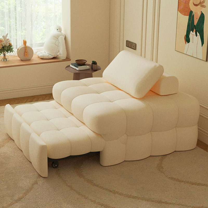 Canapé-lit convertible en flocon de neige crème, 39.37"W*31.5"D*33.07"H