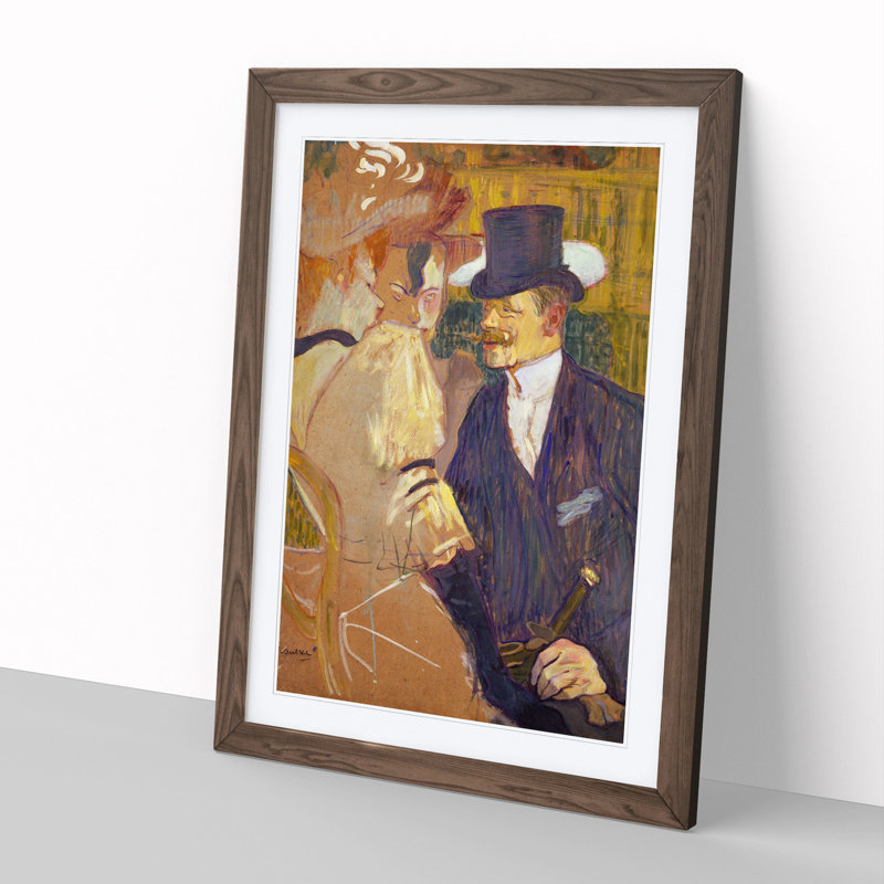 Englishman at the Cabaret Vol.1 by Henri de Toulouse-Lautrec - Picture Frame Painting, Walnut Framed, 48cm H x 36cm W x 2cm D