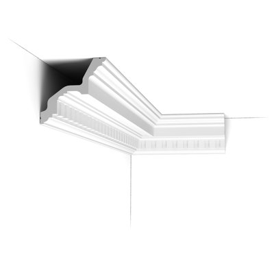 Moulure couronnée en polyuréthane blanc à haute densité apprêté 4-3 / 8 po x 4-5 / 8 po x 78-3 / 4 po