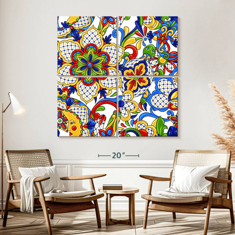 Kerner Bold Talavera Flowers, 57" H x 57" W