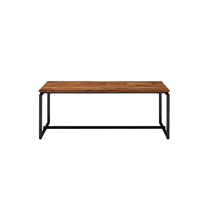 3PCs Oak & Black Finish Pack Coffee & End Set, 21" H x 22" W x 19" D
