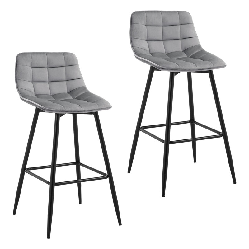 Heyman Upholstered Counter Stool, Light Grey