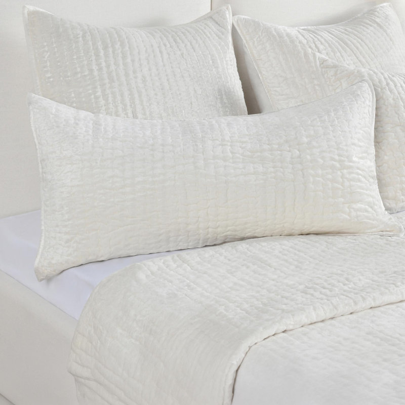 Velvet Quilt, King Quilt, Ivory