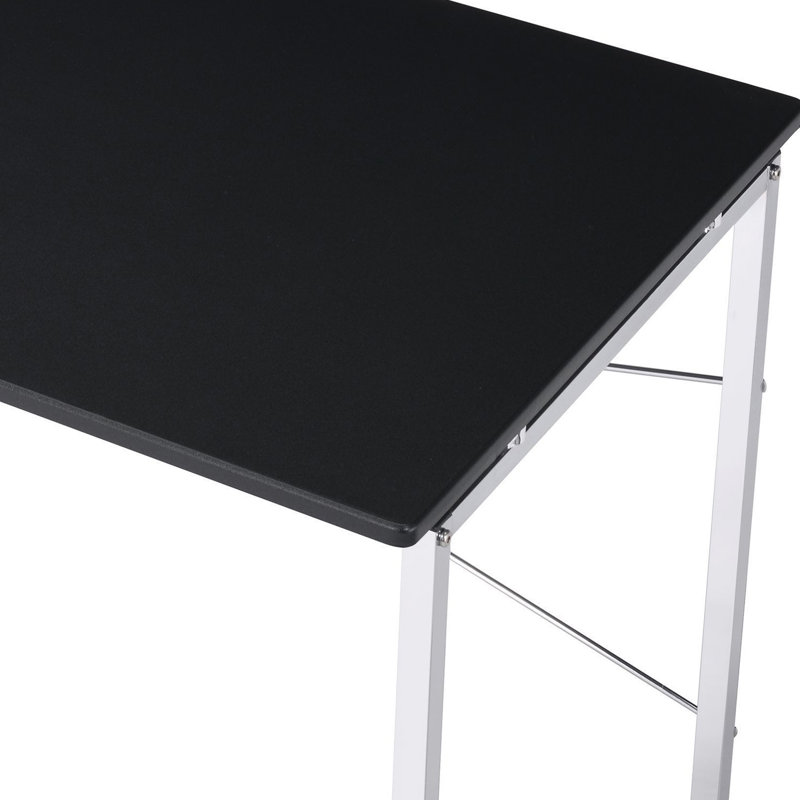 Black & Chrome Finish Vanity Desk, Black/White