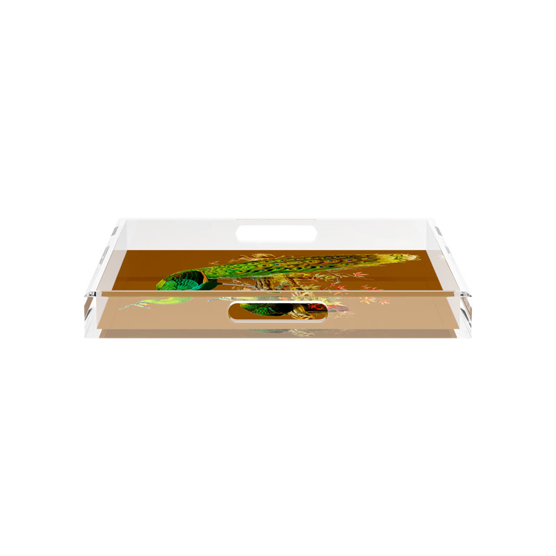Plateau décoratif carré Family Pheasants, L 15 po x P 15 po x H 2 po, Brun