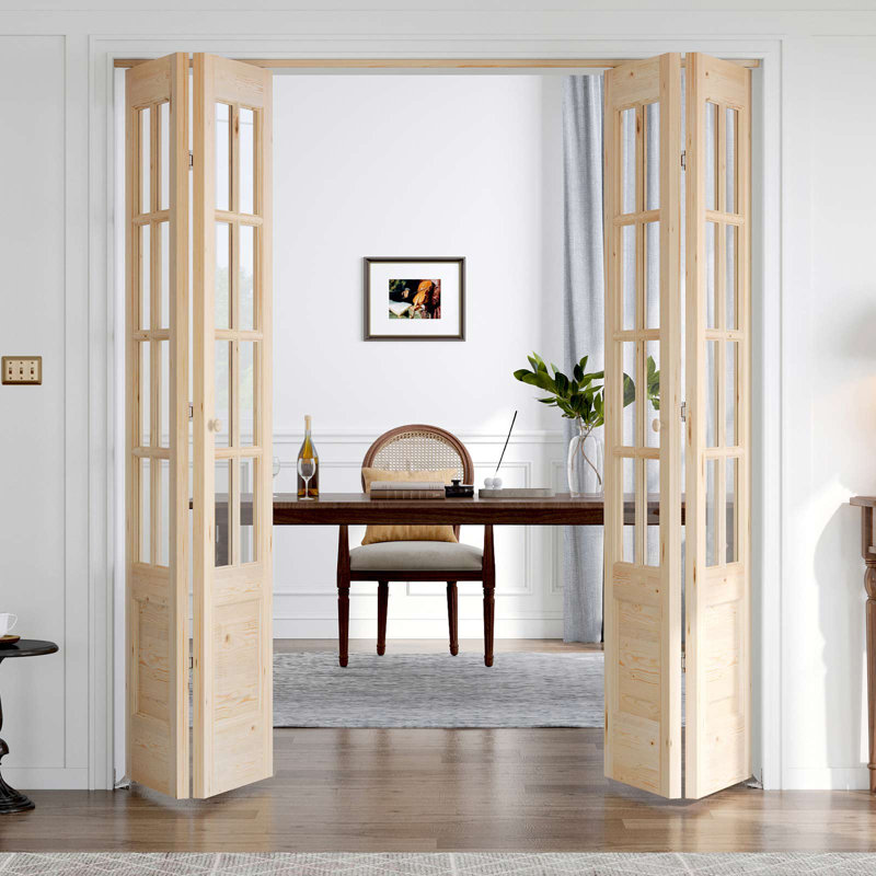 Porte pliante en verre et bois massif 8-Lite avec trousse de quincaillerie d'installation, 4, 72 po x 80 po