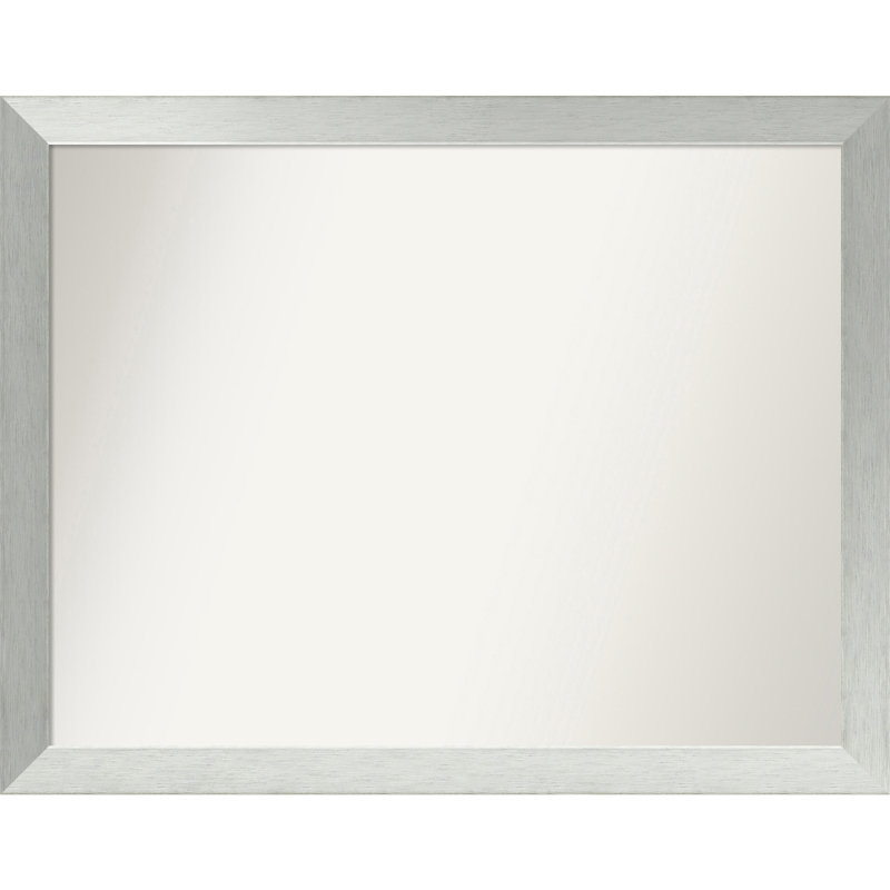 Miroir de salle de bain mural en argent brossé sans cadre, Rectangle, 33 po x 42 po
