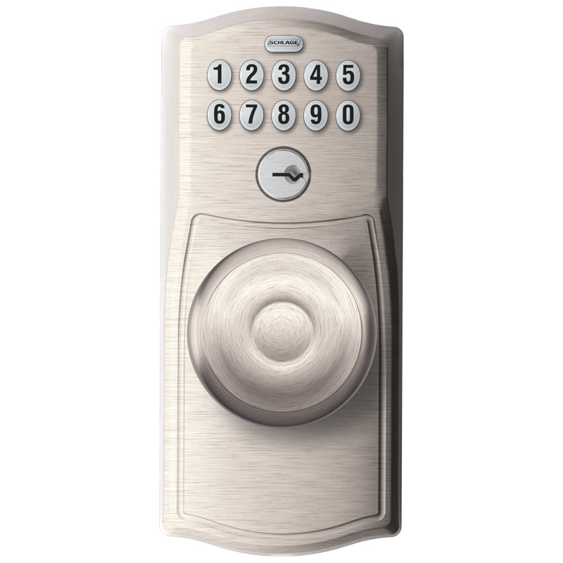 Georgian Keypad Knob with Camelot Trim, Satin Nickel, Keyed Alike, Yes