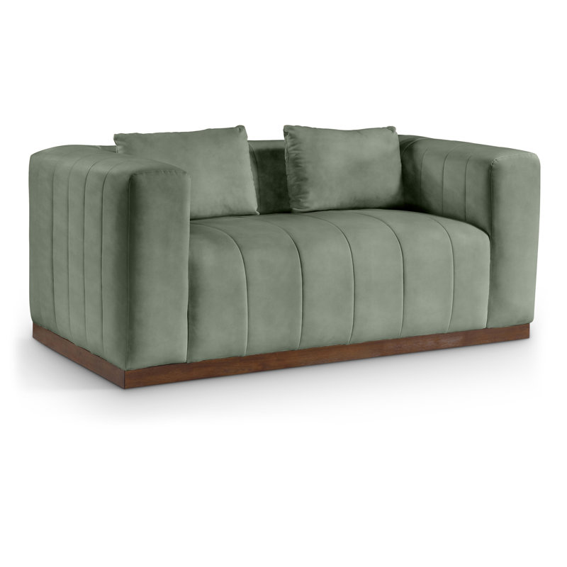 Mallina Vegan Leather Loveseat, Green Vegan Leather