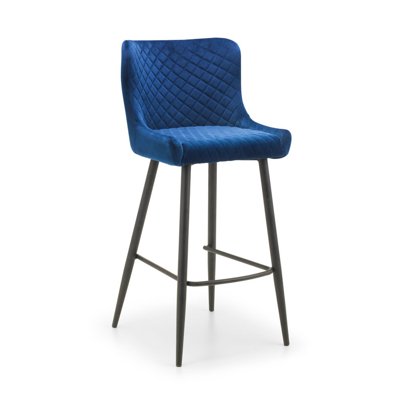 Oesch Upholstered Counter Stool with Metal Frame, Blue