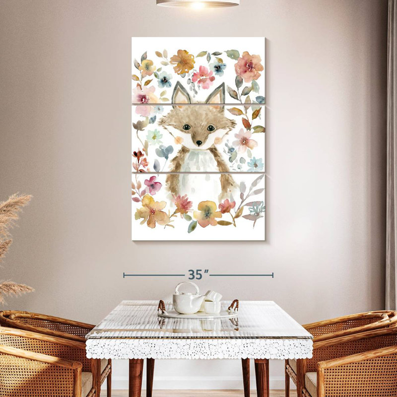 Brampt fleurs et amis renard, H 50 po x l 32 po