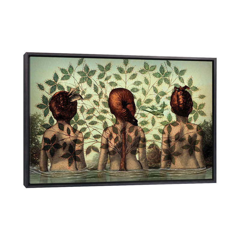 Sœurs par Catrin Welz-Stein - reproduction, Pas de tapis, H 18 po x l 26 po x P 1,5 po, Toile avec cadre noir patiné