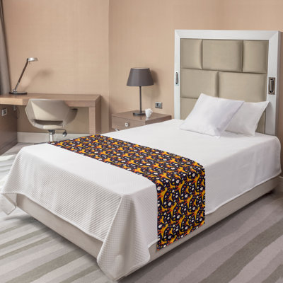 Ambesonne Dino Bed Runner Dinosaur Animal Egg Earth Yellow Multicolor