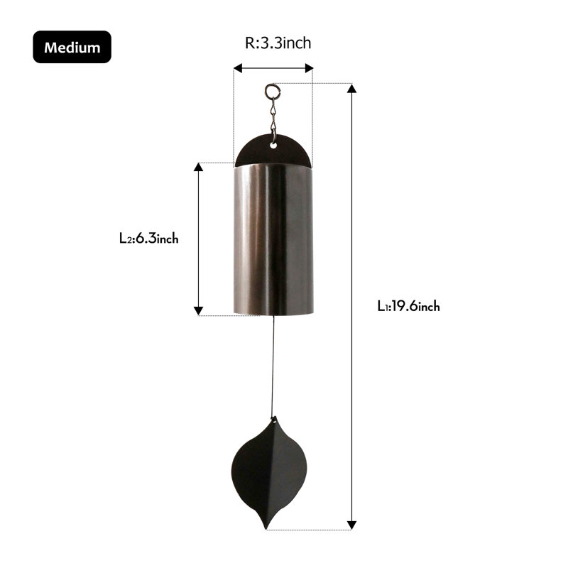 Carillons à vent Deep Reson, H 19,6 po x l 3,3 po x P 3,3 po