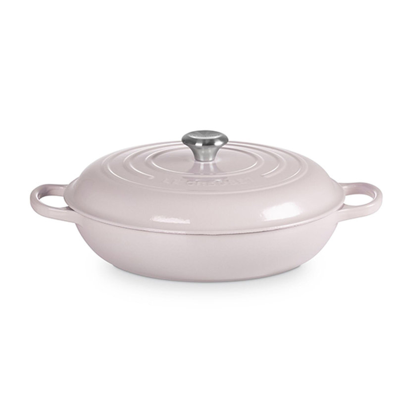Le Creuset Signature Enameled Cast Iron Braiser with Lid, Shallot, 5 quarts