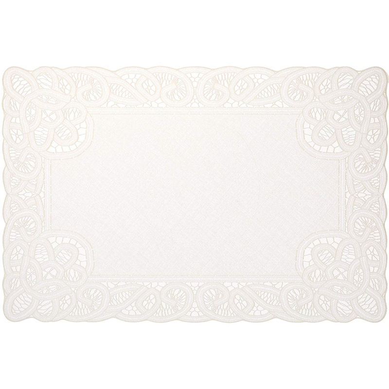 Huston Vinyl No Pattern Rectangle Placemat, Ivory