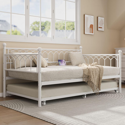 Twin Daybed With Trundle, Day Bed With Charging Station & LED Lights by Wrought Studio