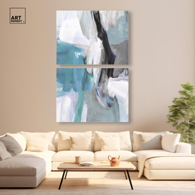 «Blue Breakthrough I - Ira Colmeva», grand imprimé acrylique sur toile de 2 pièces par Art Remedy, prêt à être accroché, 44 x 33