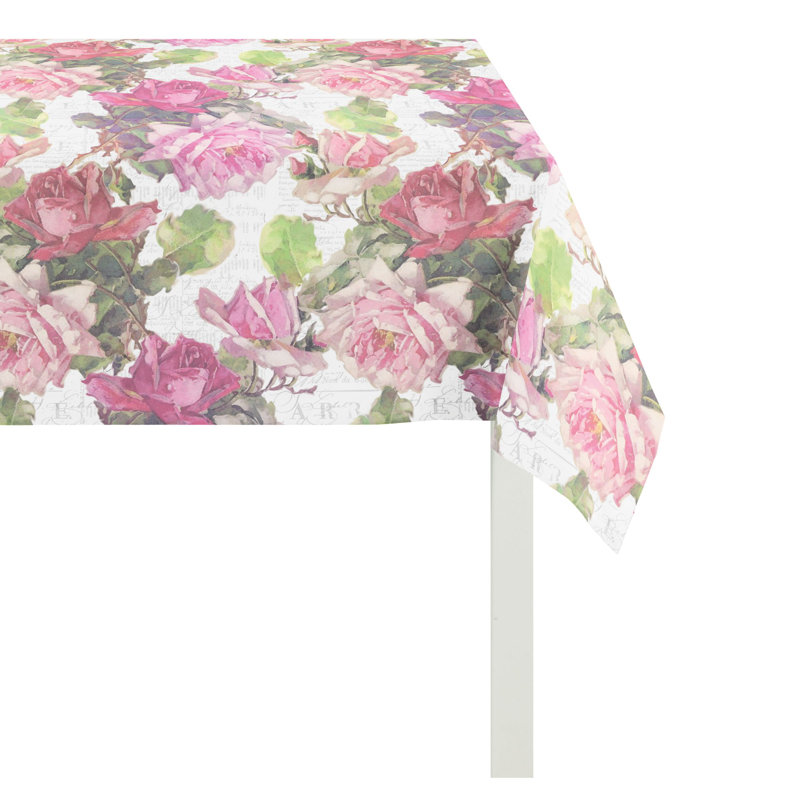 Summer Garden Table Topper, Charcoal and red, Rectangular: 150 cm x 250 cm