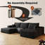 Canapé modulaire Boneless 107 po avec 1 repose-pieds, canapé rembourré minimaliste moderne, canapé en U confortable pour le salon, canapé d'angle à assise profonde, aucun assemblage requis (tissu en velours côtelé moelleux)