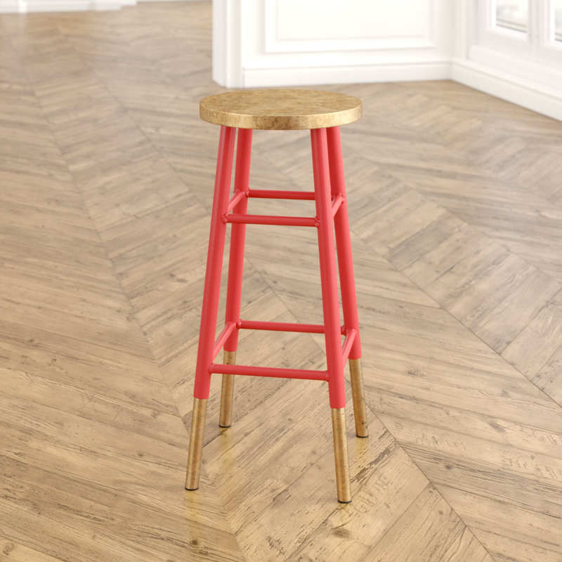 Worcester Iron Bar Stool, Red/Gold