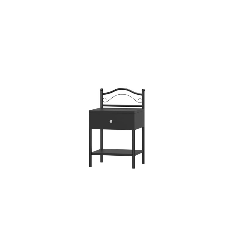 Simba 38cm W Steel Bedside Table, Black
