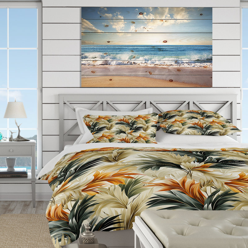 Natural Elements Tropical Pattern Duvet Cover, King Duvet Cover + 2 King Shams