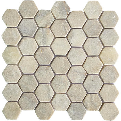 CNK Tile Mix Quartz Hexagon 2"X2" Marble Mosaic Tile