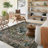 Persian-Style Machine Washable Area Rug with Non-Slip Backing – Green Floral-1550576577
