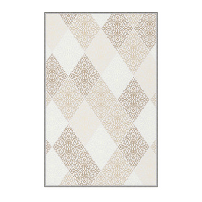 Tapis en polyester tissé à la machine en or / brun clair Lona