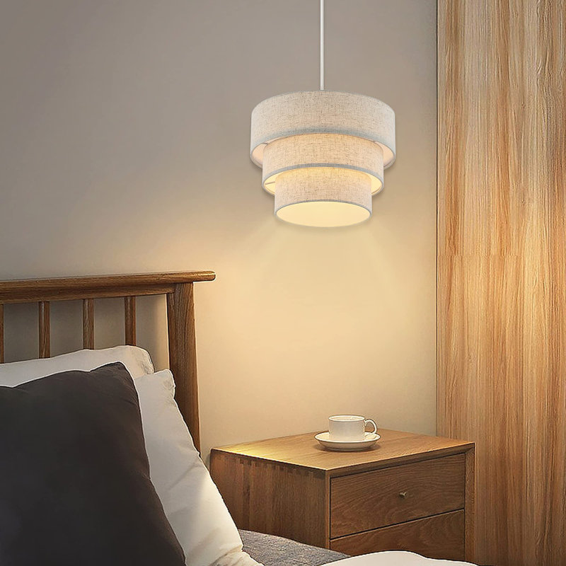 Luminaire suspendu tambour 1 lumière Daivon, Beige