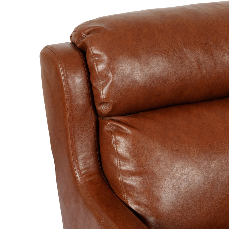 CHAISE CLUB Simple et moderne, base solide, rembourrée et épaisse, Similicuir brun clair
