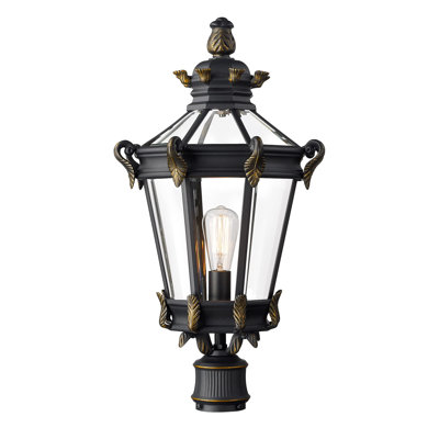 26 Inch Vintage Outdoor Post Light Pole Lantern With Clear Glass Shade